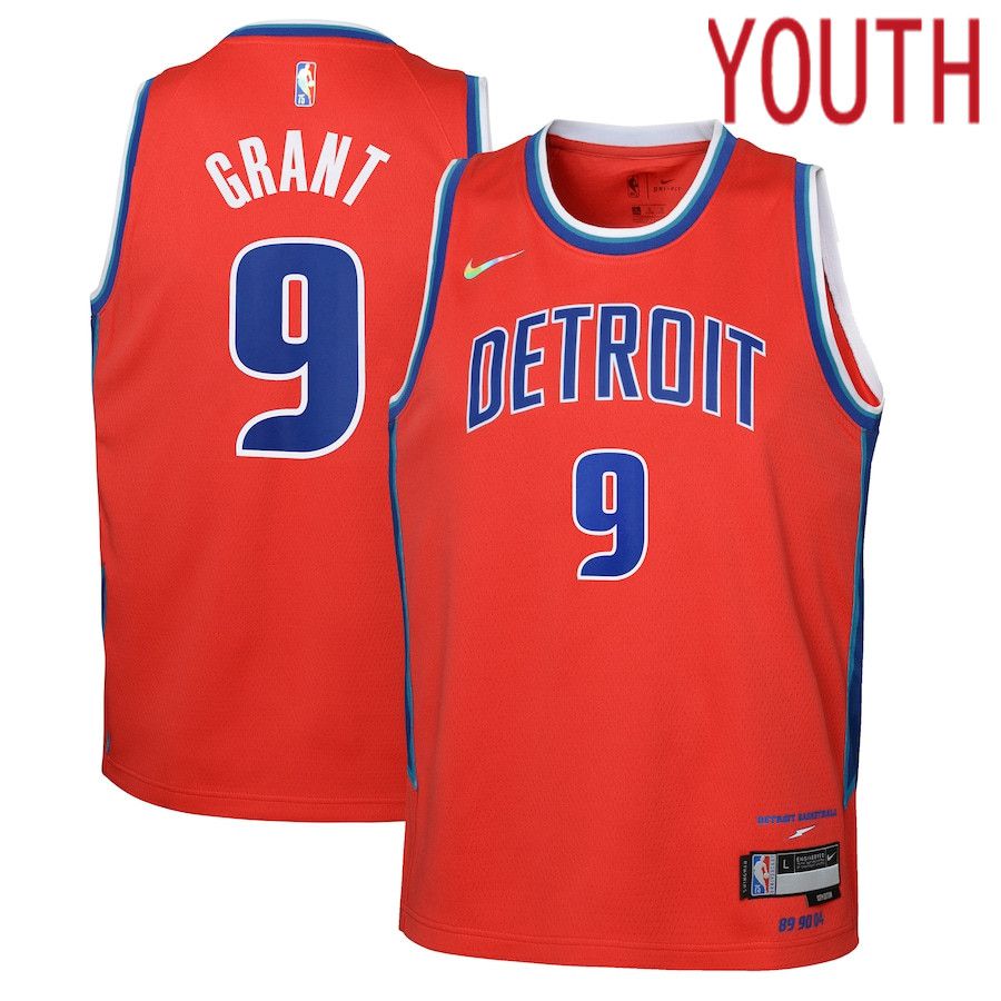 Youth Detroit Pistons 9 Jerami Grant Nike Red City Edition Swingman NBA Jersey
